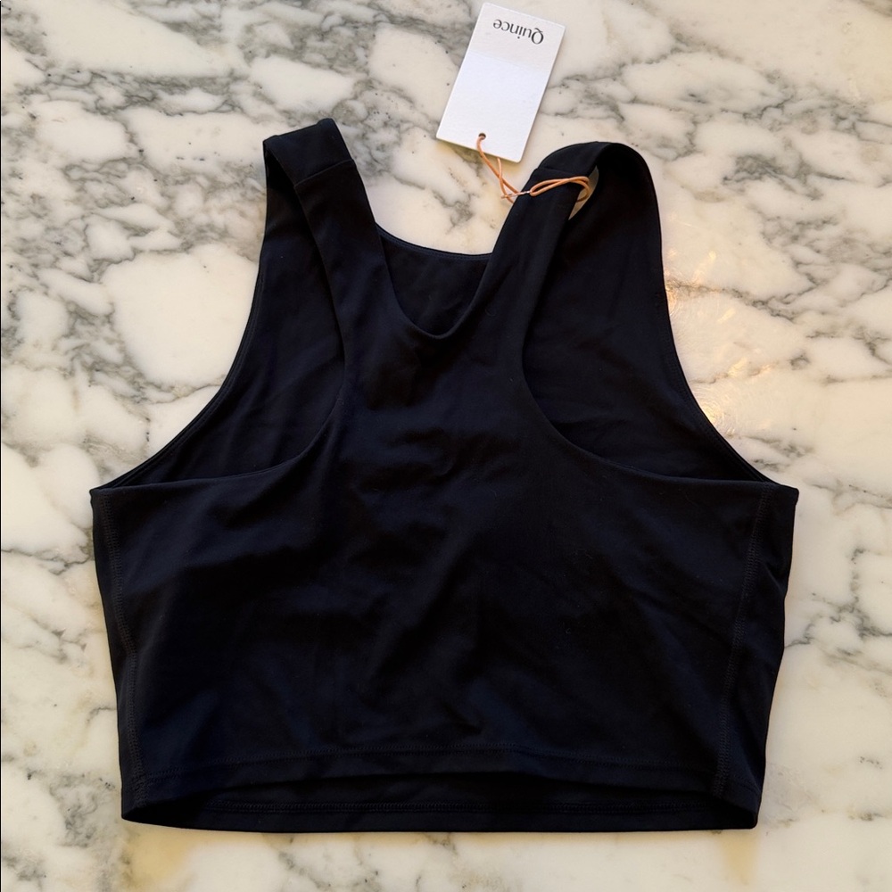 NWT Quince Women's Ultra-Form High-Neck Cropped Activewear Tank Black Size S - Picture 5 of 8